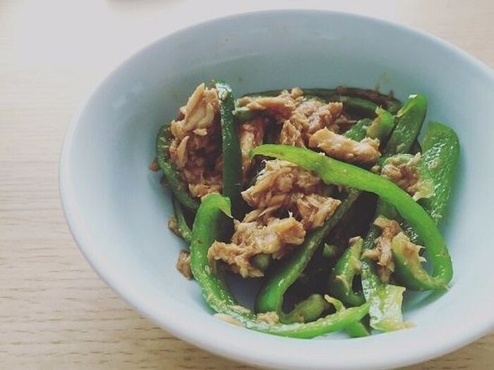 ピーマンとツナのカレー炒め