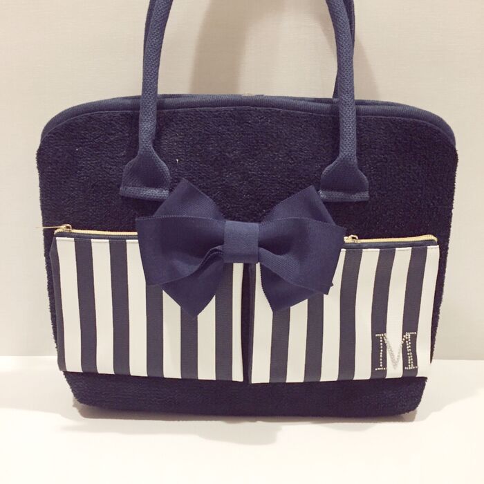 100均ポーチ大胆使いで、バスマットバッグを大人デコ《デコレーション編》