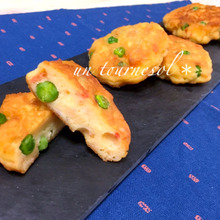 お弁当にオススメ!スタミナアップに♪グリンピースと小エビのふわふわ揚げ焼き