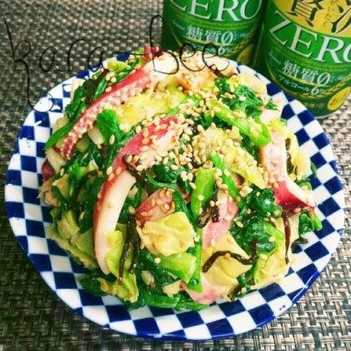 簡単10分♡イカとほうれん草の塩こんぶわさびマヨ