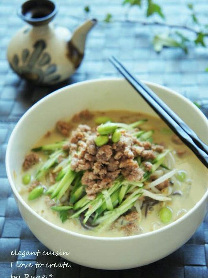 さっぱり冷麺☆枝豆とピーナッツ中華麺
