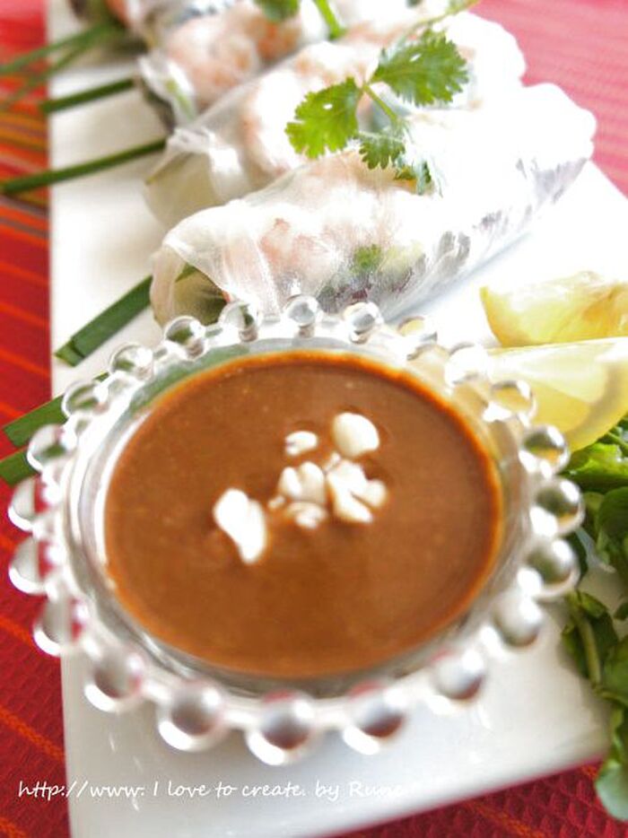 混ぜるだけ♪生春巻のエスニックピーナッツソース