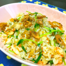 免疫力アップ♪お昼ごはんに!豆苗とホタテのガーリックピラフ