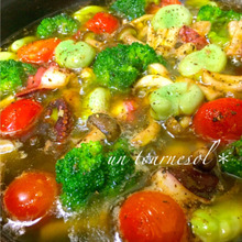 おつまみにオススメ☆美肌効果のそら豆とタコのアヒージョ