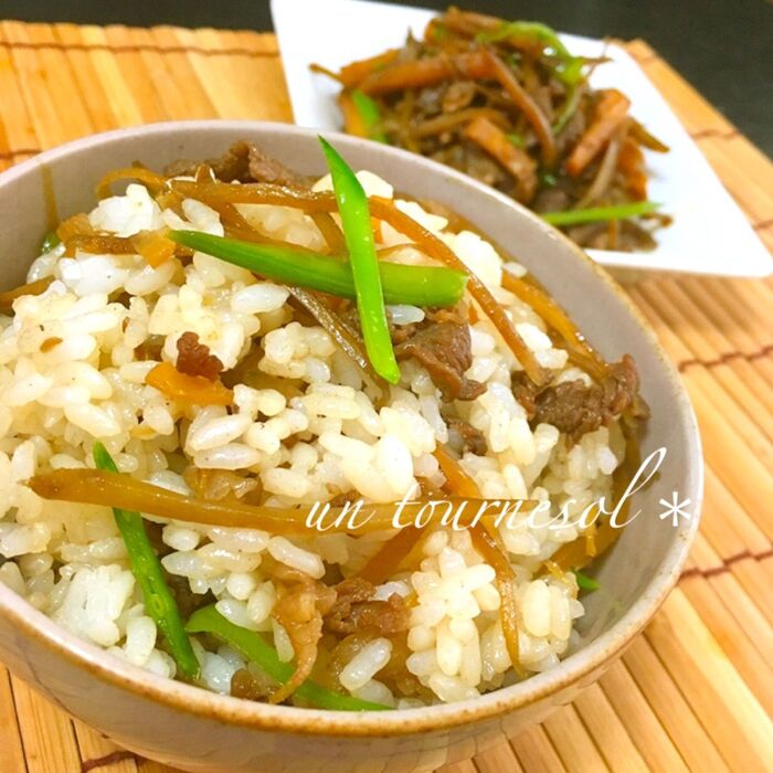 今しか食べれない新ごぼう!疲労回復効果に♪牛しぐれの混ぜご飯