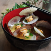 今が旬♪殻付きベビーホタテでお味噌汁