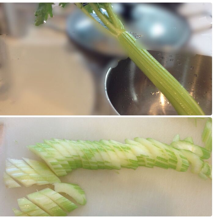 セロリを切って計ります