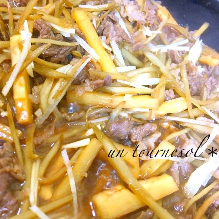 ⑤水分がなくなるまで炒め煮!