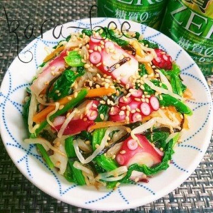 ヘルシー♡タコと彩り野菜の塩こんぶラー油ナムル