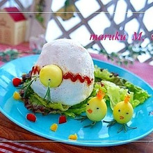 イースターにぴったり!タマゴとヒヨコのオムライス♪