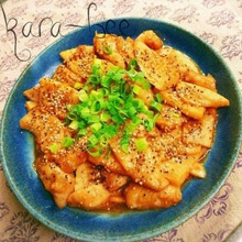 やわらかむね肉とたけのこの胡麻照りジンジャー