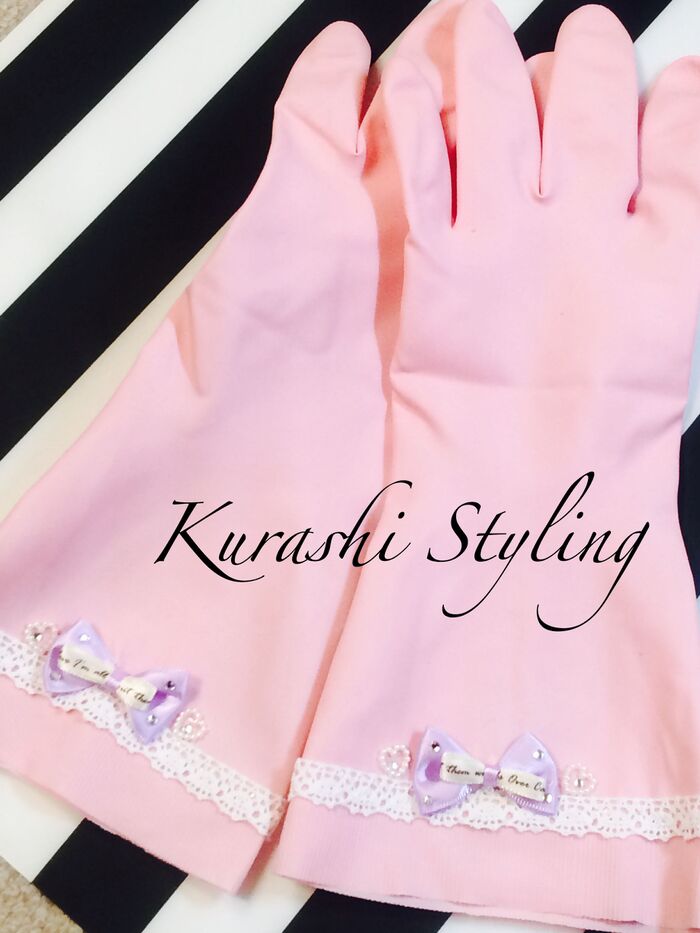 100円ショップのゴム手袋☆ガーリーにデコ❣️