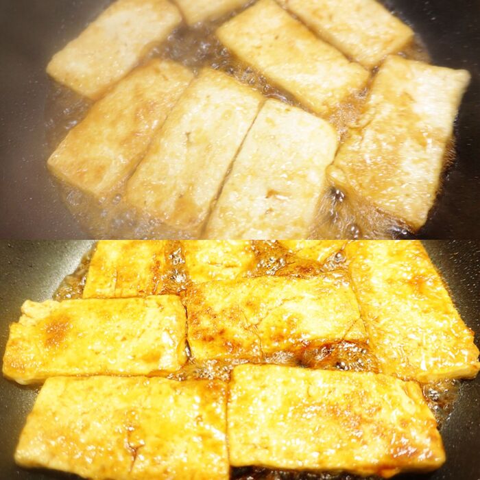 タレを絡める。