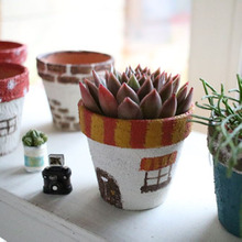 【リメ鉢】素焼き鉢をペイント!多肉のお家