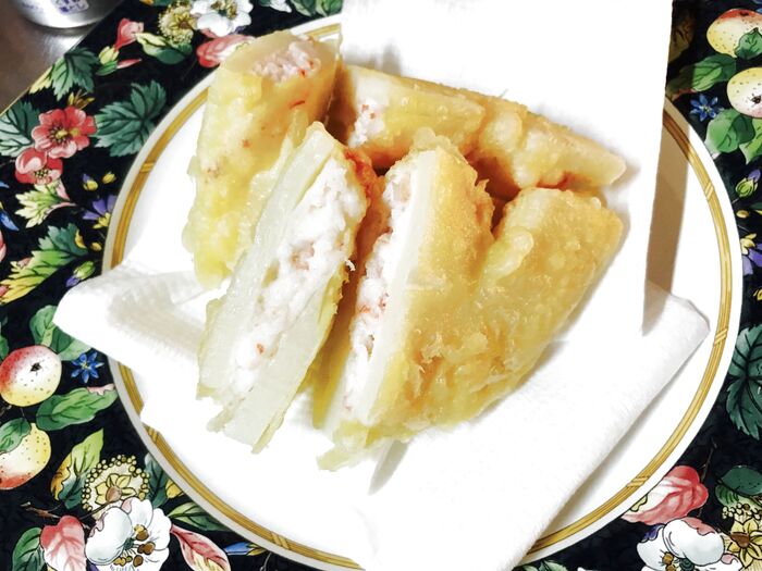 今が旬!やみつきになりそう♪筍のエビはさみ揚げ❣️