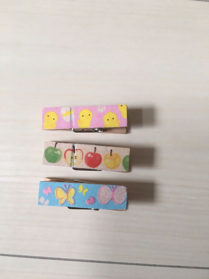 マスキングテープで、可愛い☆ウッドクリップに~♪