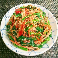 元気色!ほうれん草と人参の胡麻おかかマヨポン