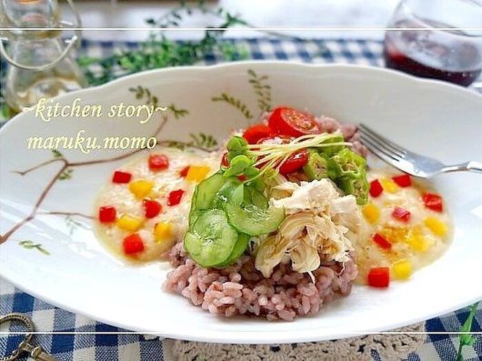 ビタミンカラーの雑穀サラダライス(青じそドレッシングレシピ)