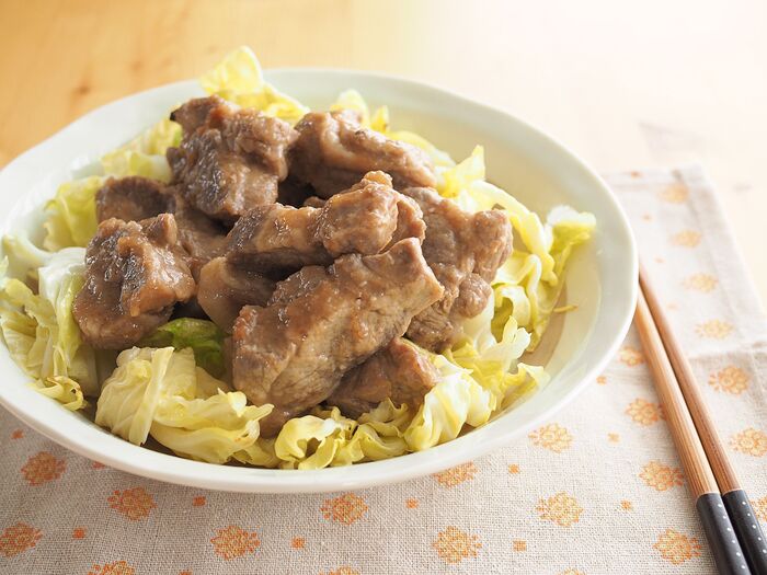 もんで蒸し煮にするだけ♪「豚ロースの梅はちみつ煮」 作り置きにも