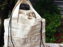 セリア2個で☆簡単便利なナチュラル巾着バッグ!