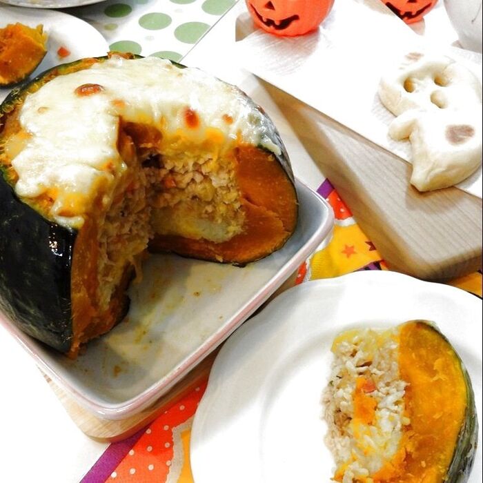 ごはんばーぐドリア☆まるごとカボチャ