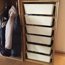 DIYしたトロファスト風収納グッズで☆ 家族が使いやすい玄関の小物収納