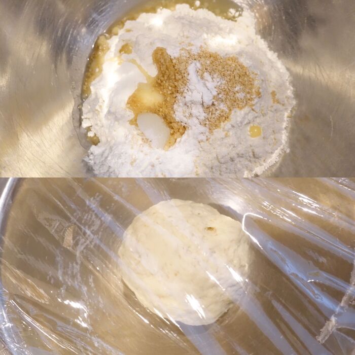 生地を捏ねる。