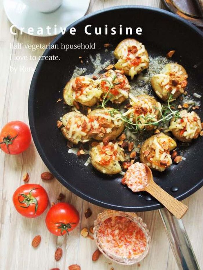 アツアツを頂きたいからフライパンのまま食卓に出す。