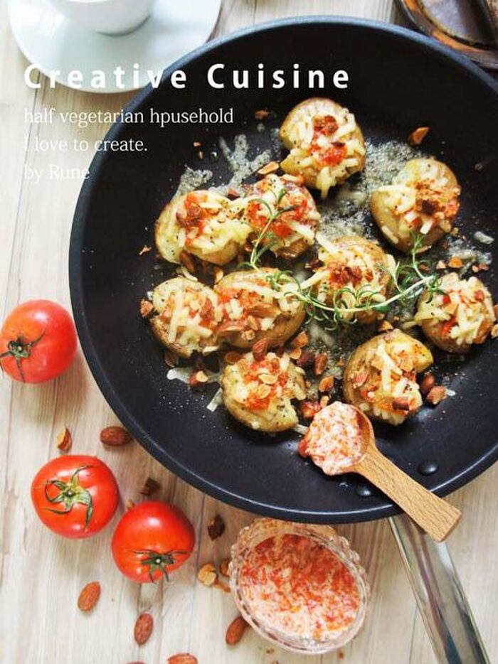 カリッとクラッシュ・クリーミーポテトwithヴィーガンソフト・ハニートマトソース