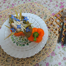 ホッケと茗荷のバーニャマヨ和え、パプリカのケースに詰めて・・・・