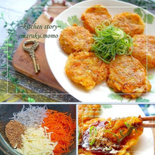 やみつき!カリっ*とろ~り♪人参とジャコのチーズお焼き