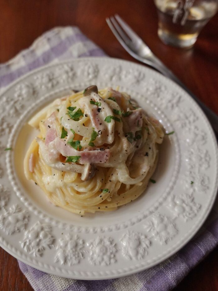 まろやか&クリーミー!ヴィーガンシュレッドのカルボナーラ風