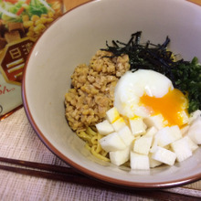 長芋のシャキシャキが良いアクセントに♪混ぜて美味しい♪ネバネバまぜそば