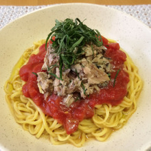 トマトと鯖のさっぱりヘルシーまぜそば