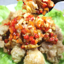 カラフル野菜のひとくち油淋鶏。