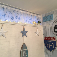 100均で夏先取り‼︎可愛くオシャレなシェル柄カフェカーテン