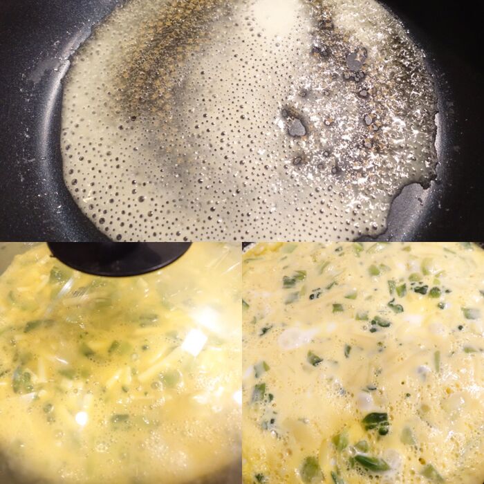 スパニッシュオムレツを焼く。