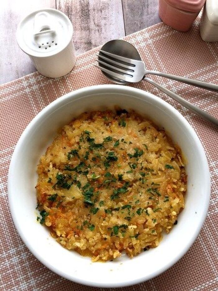 残りごはんでできちゃう!人参の焼きリゾット風カリカリ焼き