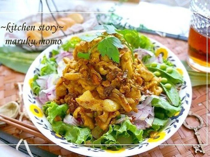 エスニック風味のカレーポークソテー