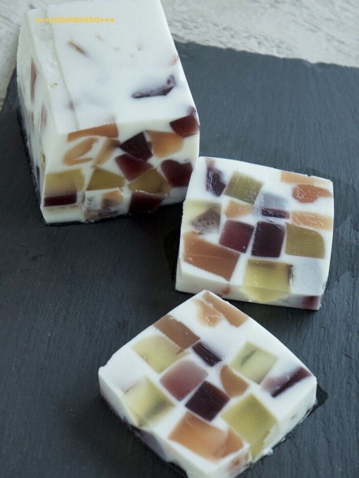 牛乳パック使用 簡単・見栄えする カラフル牛乳かん