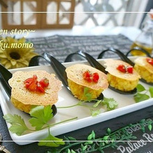 チーズ羽をつけた*カレーツナおにぎりのオードブル風♪