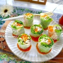 生春巻きの1番のコツ♪野菜とチキンの生春巻き(キユーピーテ―ブルビネガー)