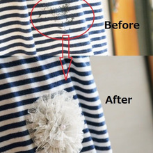 服についてしまった墨汁を飾りの縫い付けでカバー!