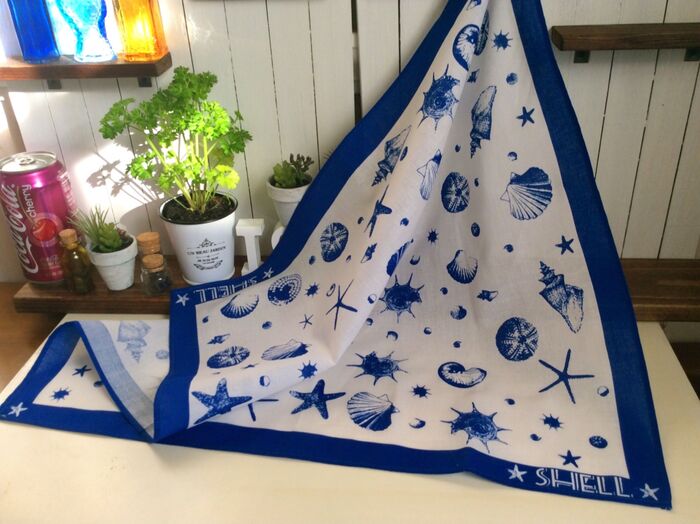 夏のバンダナ★貝殻模様で テンションアップ★