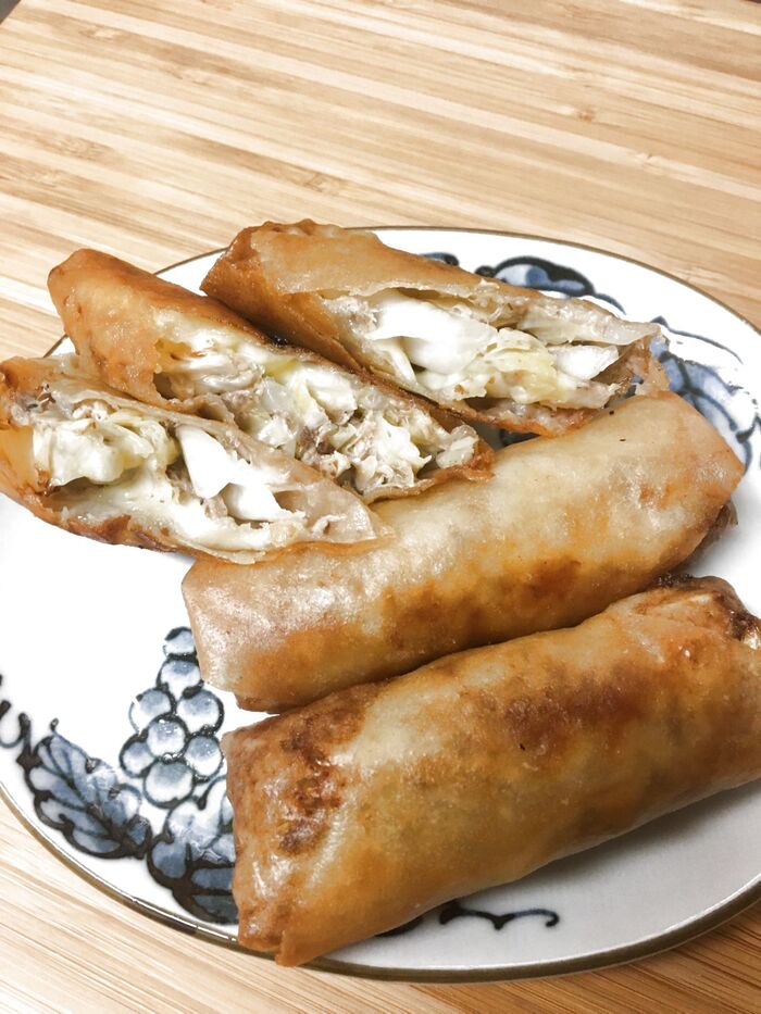 サバ缶とキャベツで簡単春巻き