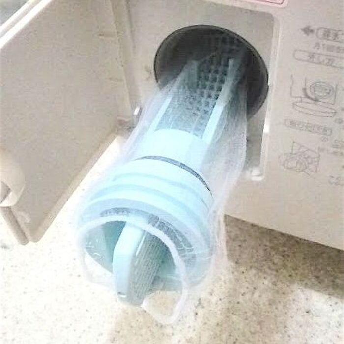 ドラム式洗濯機の排水フィルターのゴミ取りは、キッチンの水切りネットが便利だった(追記アリ)