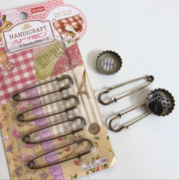 作り方3:瓶ふたをピンにつける