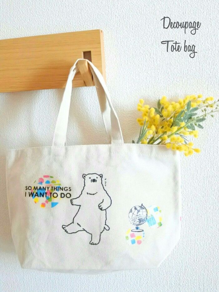 シンプル100均トートにちょいデコパージュアレンジ