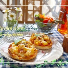 イングリッシュマフィンで♪ジャーマンポテトのオープンピザ
