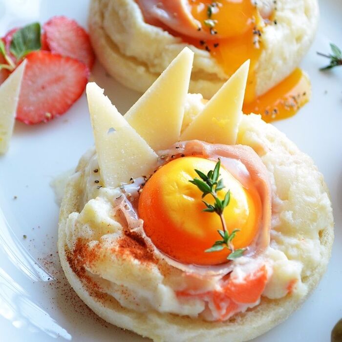 5分で朝ごぱん。ポテサラハムチーズたまごのマフィン
